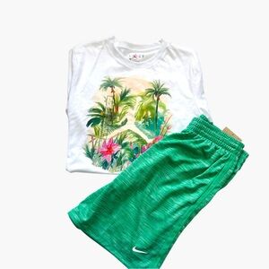 Jordan Boys Tropical Graphic T-Shirt & Nike Dri-FIT Shorts Set - Youth L- NWT